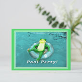 Funny Frog Pool Party Kaart (Staand voorkant)