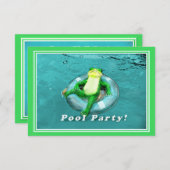 Funny Frog Pool Party Kaart (Voorkant / Achterkant)