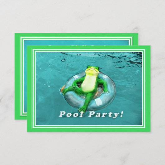 Funny Frog Pool Party Kaart (Voorkant / Achterkant)