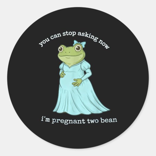 Funny Frog Pregnancy Announcement Medieval Pregnan Ronde Sticker (Voorkant)