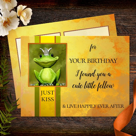 Funny Frog Prince Birthday Briefkaart