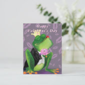Funny Frog Prince Valentijnsdag Kaart - Kus (Staand voorkant)
