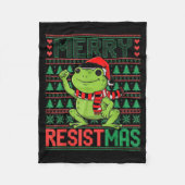Funny Frog Retro Merry Resistmas Litical Ugly Chri Fleece Deken (Voorkant)