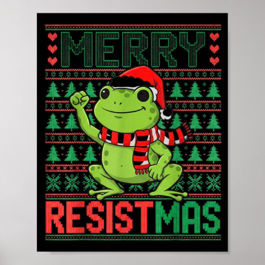 Funny Frog Retro Merry Resistmas Litical Ugly Chri Poster (Voorkant)