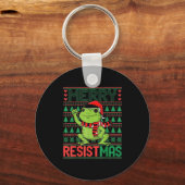 Funny Frog Retro Merry Resistmas Litical Ugly Chri Sleutelhanger (Voorkant)