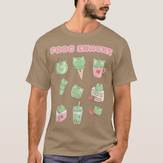 Funny Frog Snacks Cute Kawaii Aesthetic  T-shirt