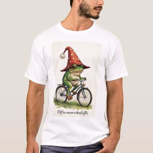 Funny Frog T-Shirt: Off to Cause a Kerfuffle  T-shirt (Voorkant)