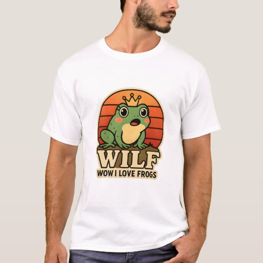 Funny Frog T-Shirt – WILF Wow I Love Frogs Retro F (Voorkant)