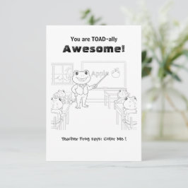 Funny Frog Teacher "Toad-ally Awesome" Coloring  Bedankkaart