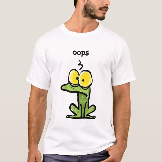 Funny Frog/Toad thinking, "OOPS" T-shirt (Voorkant)