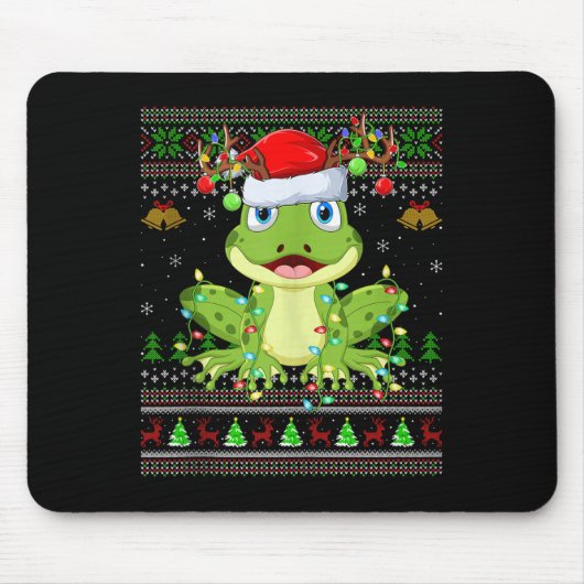 Funny Frog Ugly Christmas Sweaters Holiday Santa C Muismat (Voorkant)