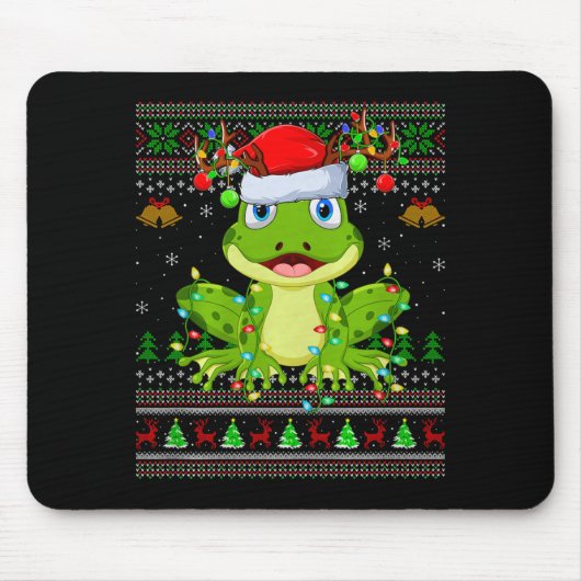 Funny Frog Ugly Christmas Sweaters Holiday Santa C Muismat (Voorkant)