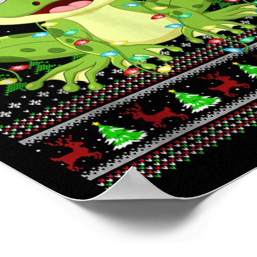 Funny Frog Ugly Christmas Sweaters Holiday Santa C Poster (Hoek)