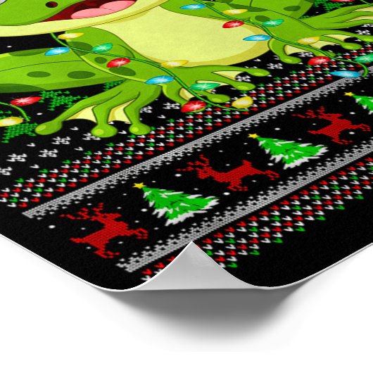 Funny Frog Ugly Christmas Sweaters Holiday Santa C Poster (Hoek)
