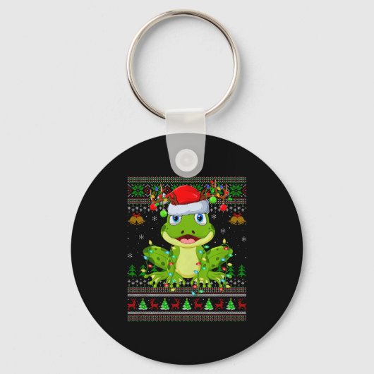 Funny Frog Ugly Christmas Sweaters Holiday Santa C Sleutelhanger (Voorkant)