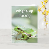 Funny frog wenskaart kaart (Gele Bloem)