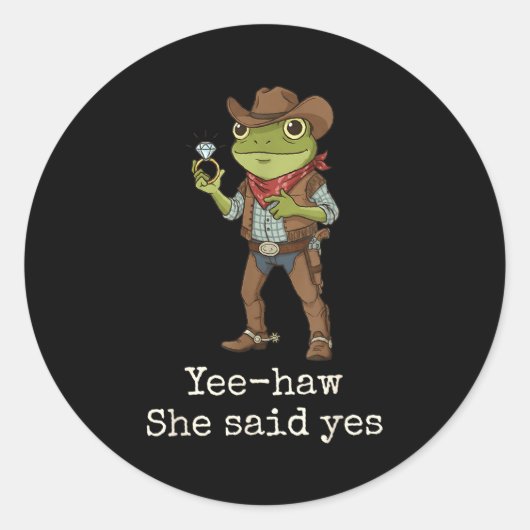 Funny Frog Western Engagement Matching Couples Tee Ronde Sticker (Voorkant)