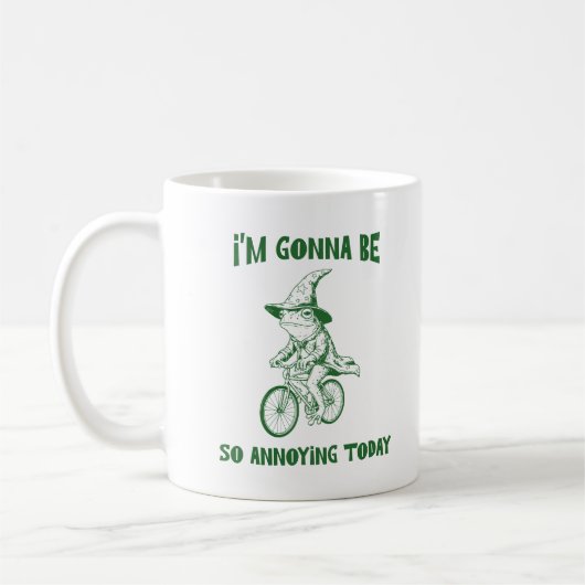 Funny Frog Wizard Riding A Bicycle Sarcastic Quote Koffiemok (Links)
