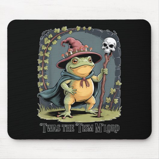 Funny Frog Wizard twas The tism M'lord Fantasy Art Muismat (Voorkant)