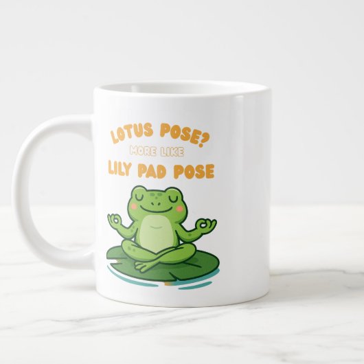 Funny Frog Yoga Cartoon Lotus Lily Pad Pose Design Grote Koffiekop (Links)