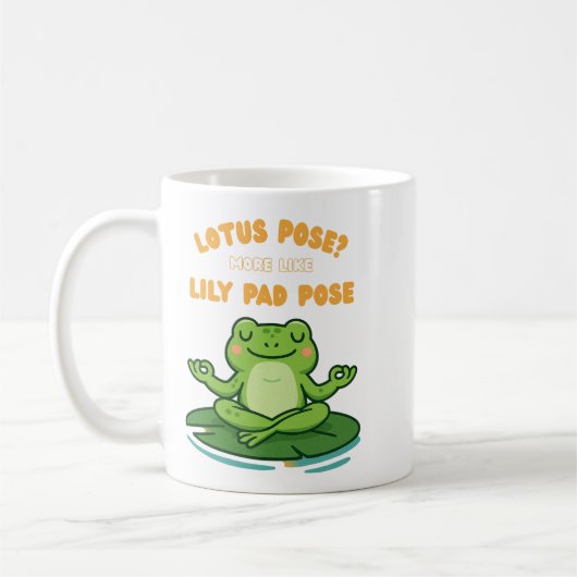 Funny Frog Yoga Cartoon Lotus Lily Pad Pose Design Koffiemok (Links)