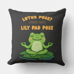 Funny Frog Yoga Cartoon Lotus Lily Pad Pose Design Kussen