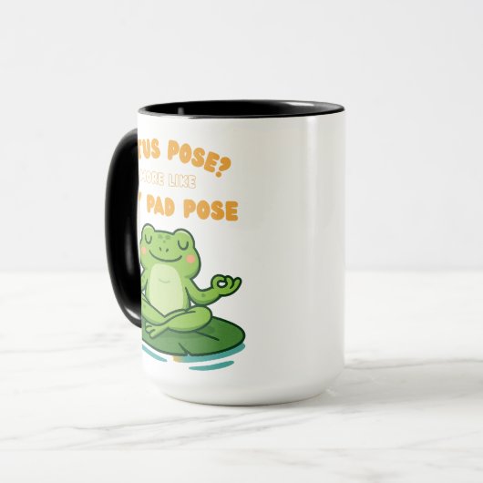 Funny Frog Yoga Cartoon Lotus Lily Pad Pose Design Mok (Voorkant links)