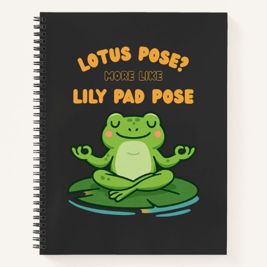 Funny Frog Yoga Cartoon Lotus Lily Pad Pose Design Notitieboek (Voorkant)