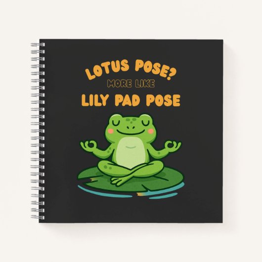 Funny Frog Yoga Cartoon Lotus Lily Pad Pose Design Notitieboek (Voorkant)