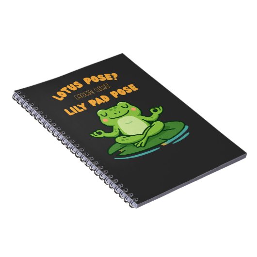 Funny Frog Yoga Cartoon Lotus Lily Pad Pose Design Notitieboek (Rechterzijde)