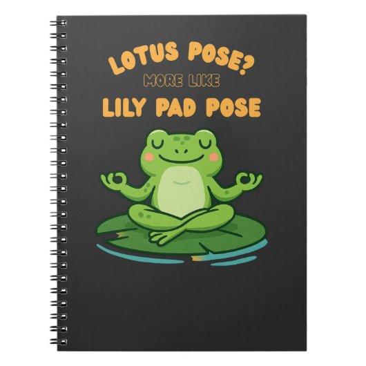 Funny Frog Yoga Cartoon Lotus Lily Pad Pose Design Notitieboek (Voorkant)