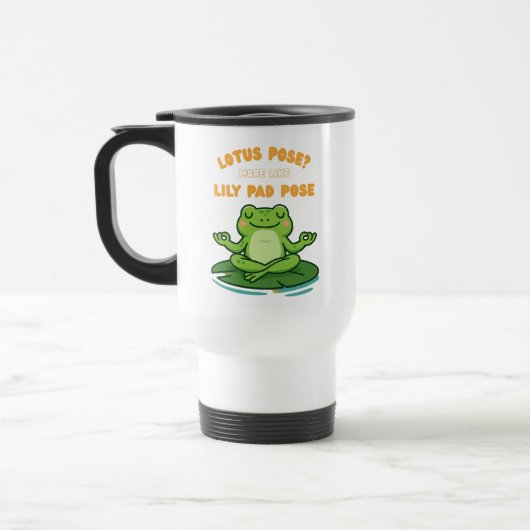 Funny Frog Yoga Cartoon Lotus Lily Pad Pose Design Reisbeker (Links)