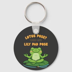 Funny Frog Yoga Cartoon Lotus Lily Pad Pose Design Sleutelhanger