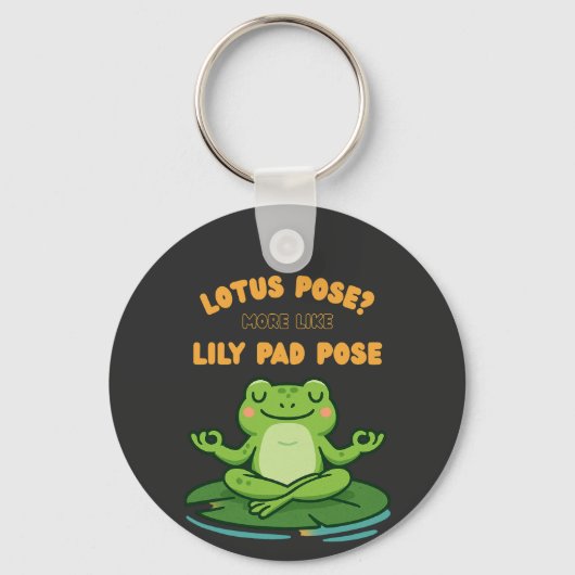 Funny Frog Yoga Cartoon Lotus Lily Pad Pose Design Sleutelhanger (Voorkant)