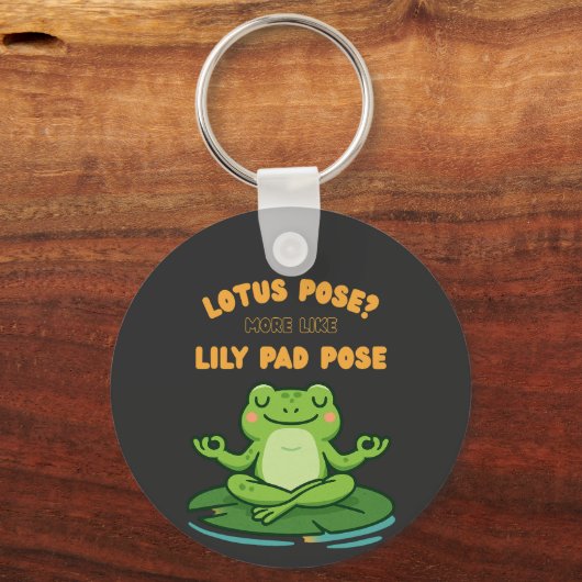 Funny Frog Yoga Cartoon Lotus Lily Pad Pose Design Sleutelhanger (Voorkant)