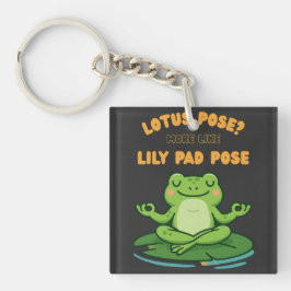 Funny Frog Yoga Cartoon Lotus Lily Pad Pose Design Sleutelhanger