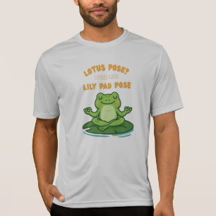 Funny Frog Yoga Cartoon Lotus Lily Pad Pose Design T-shirt