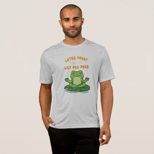Funny Frog Yoga Cartoon Lotus Lily Pad Pose Design T-shirt (Voorkant volledig)