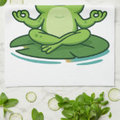 Funny Frog Yoga Cartoon Lotus Lily Pad Pose Design Theedoek (Gevouwen)