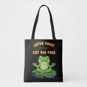 Funny Frog Yoga Cartoon Lotus Lily Pad Pose Design Tote Bag (Voorkant)