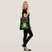 Funny Frog Yoga Cartoon Lotus Lily Pad Pose Design Tote Bag (Op model)