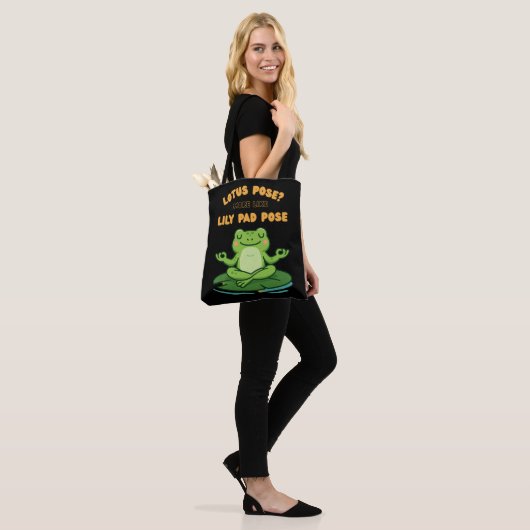 Funny Frog Yoga Cartoon Lotus Lily Pad Pose Design Tote Bag (Op model)