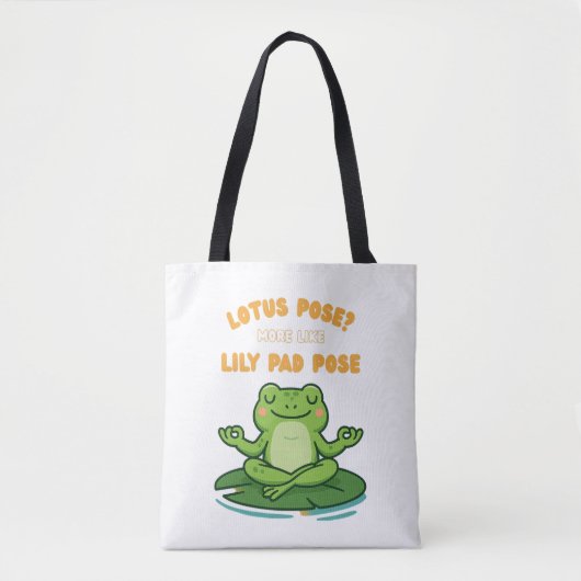 Funny Frog Yoga Cartoon Lotus Lily Pad Pose Design Tote Bag (Voorkant)