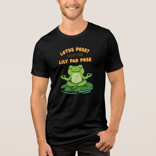 Funny Frog Yoga Cartoon Lotus Lily Pad Pose Design Tri-Blend Shirt (Voorkant)