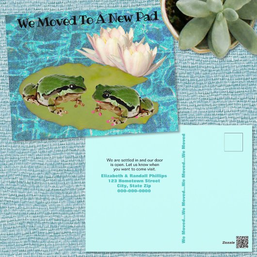 Funny Frogs Lily Pad We Moved Template Briefkaart