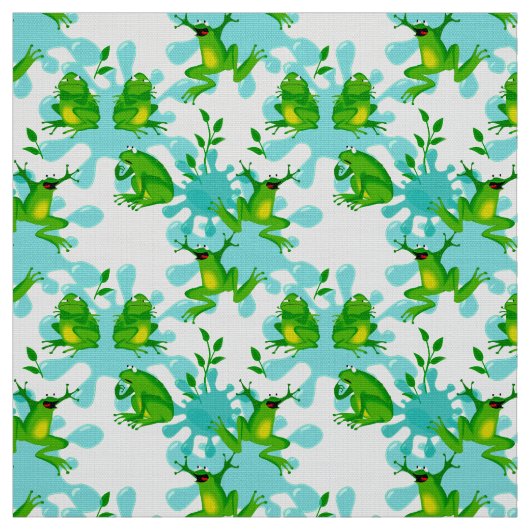 Funny Frogs Pattern Kinder Stof (Swatch)