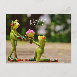 Funny Frogs Wedding RSVP met foto Uitnodiging Briefkaart