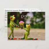 Funny Frogs Wedding RSVP met foto Uitnodiging Briefkaart (Voorkant / Achterkant)