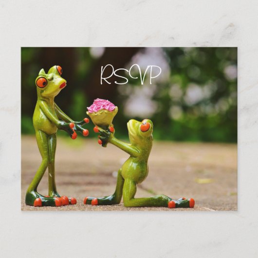 Funny Frogs Wedding RSVP met foto Uitnodiging Briefkaart (Voorkant)