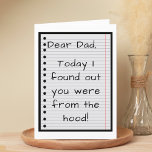 Funny From the Hood Vaderschap Happy Vaderdag Bedankkaart<br><div class="desc">Grappig,  uit de motorkap,  vaderschap Vaderdag kaart voor elke vader.</div>